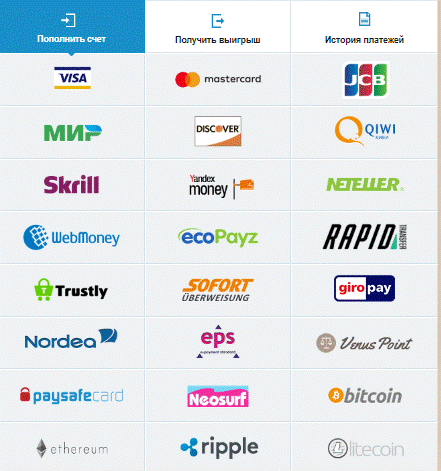 Платежные системы для депозита в казино JoyCasino  Пополнение депозита в казино JoyCasino
